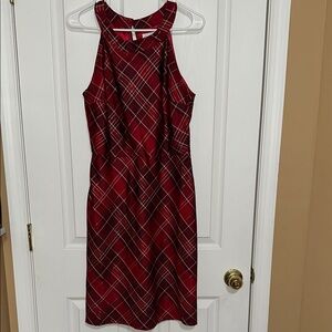 Elegant Red Plaid Women's Dress